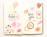 Gold Foil Pink Romance Paper Stickers