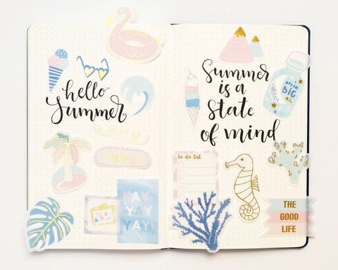 Gold Foil Summer Paper Stickers